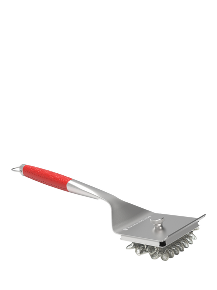 Kamado Joe Krafted Stainless Steel BBQ Grill Brush, Stainless Steel/Red