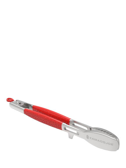 Kamado Joe Krafted Stainless Steel BBQ Tongs, Stainless Steel/Red