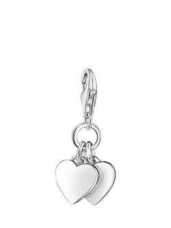 THOMAS SABO Double Heart Charm, Silver, Silver