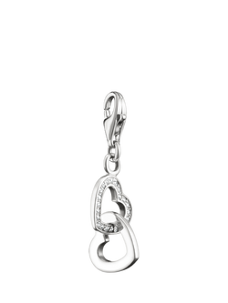 THOMAS SABO Double Crystal Heart Charm, Silver, Silver