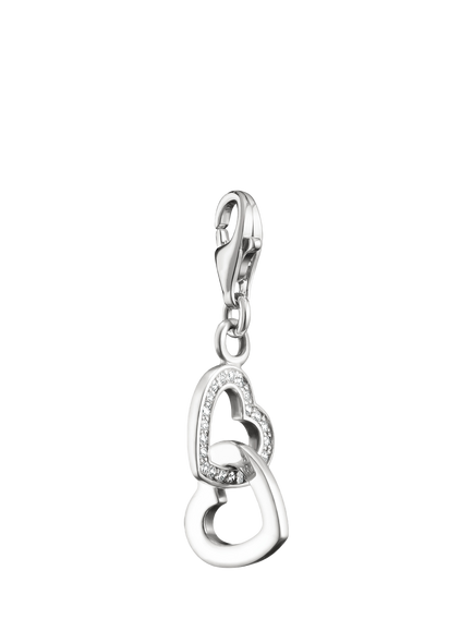 THOMAS SABO Double Crystal Heart Charm, Silver, Silver