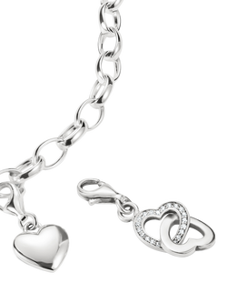 THOMAS SABO Double Crystal Heart Charm, Silver - view 2, Silver