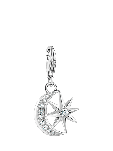 THOMAS SABO Crystal Star and Moon Charm, Silver, Silver
