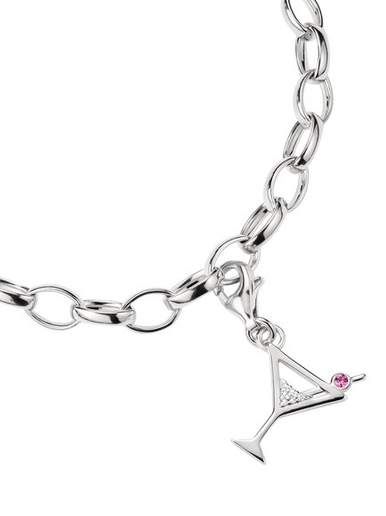 THOMAS SABO Cocktail Glass Charm, Silver - view 2, Silver/Red