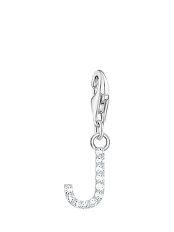 THOMAS SABO Cubic Zirconia Initial Charm, Silver, J, Silver