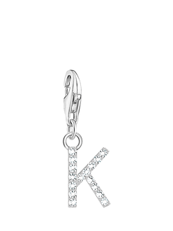 THOMAS SABO Cubic Zirconia Initial Charm, Silver, K, Silver