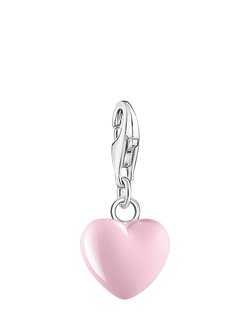 THOMAS SABO Enamel Heart Charm, Silver/Pink, Silver/Pink