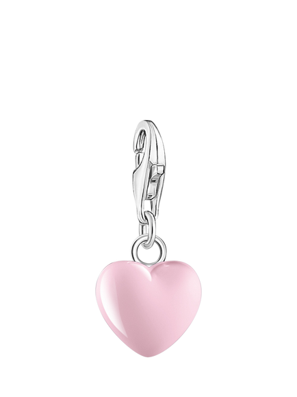 THOMAS SABO Enamel Heart Charm, Silver/Pink, Silver/Pink
