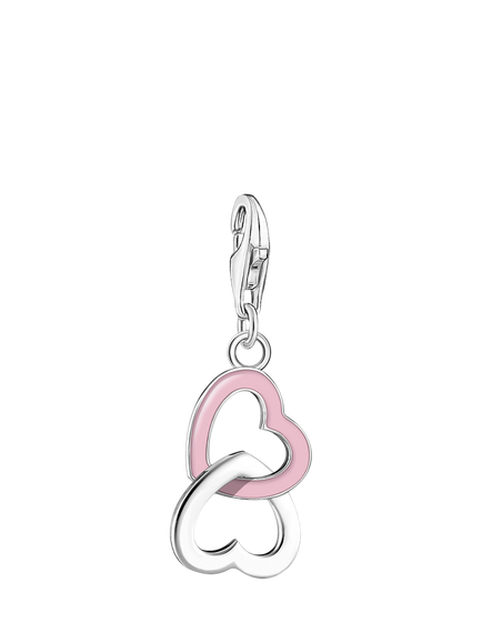 THOMAS SABO Intertwined Heart Charm, Silver/Pink, Silver/Pink