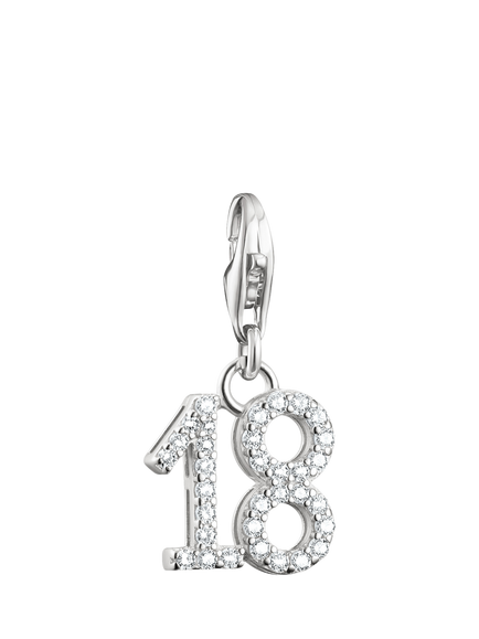 THOMAS SABO Crystal 18th Birthday Charm, Silver, Silver