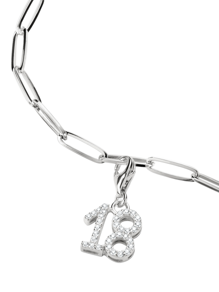 THOMAS SABO Crystal 18th Birthday Charm, Silver - view 2, Silver