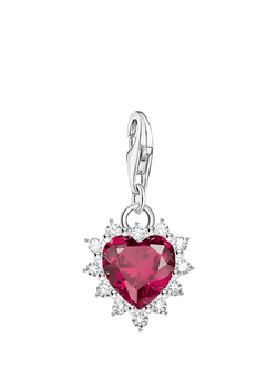 THOMAS SABO Crystal Heart Charm, Silver/Red, Silver/Red
