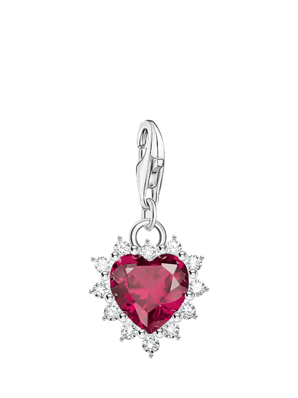 THOMAS SABO Crystal Heart Charm, Silver/Red, Silver/Red