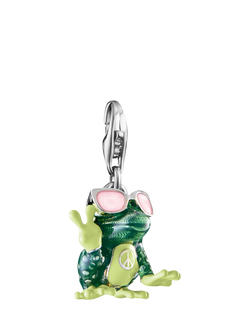 THOMAS SABO Enamel Frog Charm, Silver/Green, Silver/Green