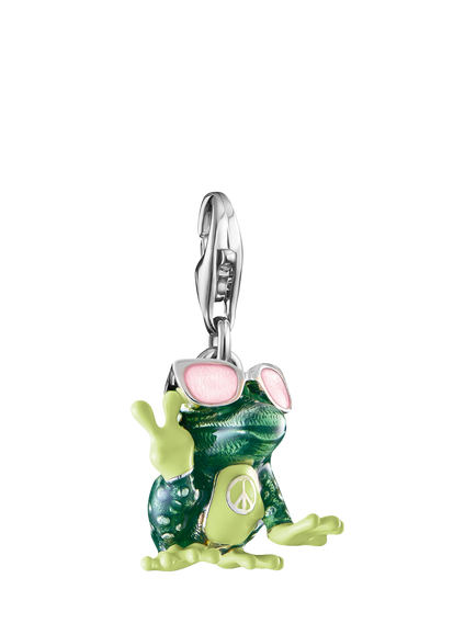 THOMAS SABO Enamel Frog Charm, Silver/Green, Silver/Green