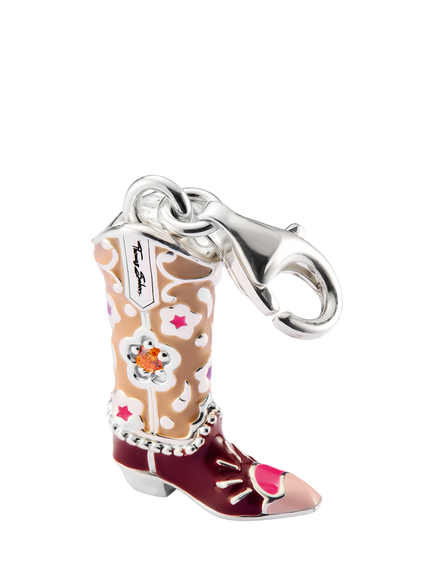 THOMAS SABO Enamel Cowboy Boot Charm, Silver/Multi - view 2, Silver/Multi