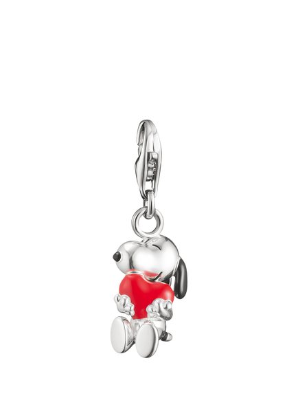 THOMAS SABO x Peanuts Snoopy Heart Charm, Silver/Red, Silver/Red
