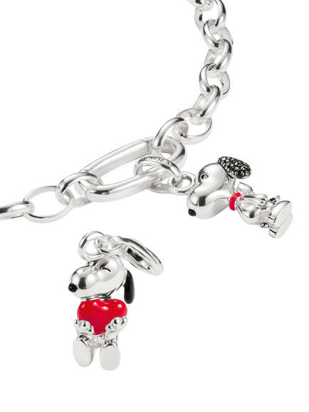 THOMAS SABO x Peanuts Snoopy Heart Charm, Silver/Red - view 2, Silver/Red