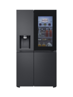 LG OUTLET InstaView GSXE91EVAD Freestanding 60/40 Non-Plumbed American Fridge Freezer, Like New, Black, Black