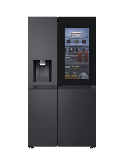 LG OUTLET InstaView GSXE91EVAD Freestanding 60/40 Non-Plumbed American Fridge Freezer, Like New, Black, Black
