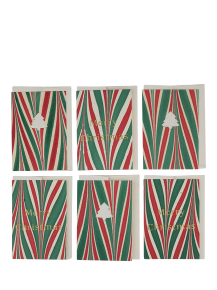 Paper Mirchi Marble Stripe Christmas Cards, Pack of 6, Multi