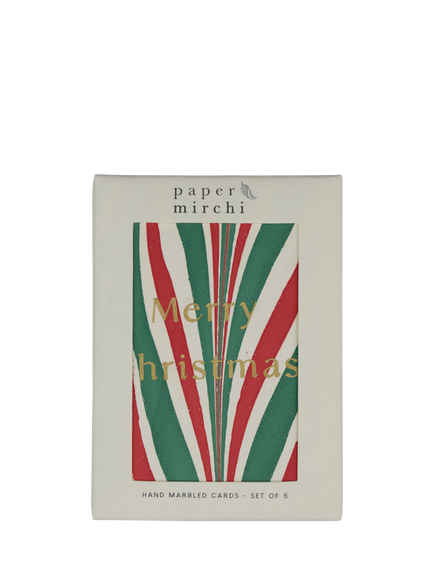 Paper Mirchi Marble Stripe Christmas Cards, Pack of 6 - view 2, Multi