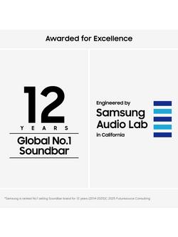 Samsung HW-Q990H Bluetooth Wi-Fi Cinematic Soundbar with Dolby Atmos, DTS:X, Wireless Subwoofer & Rear Speakers, Black - view 2, Black