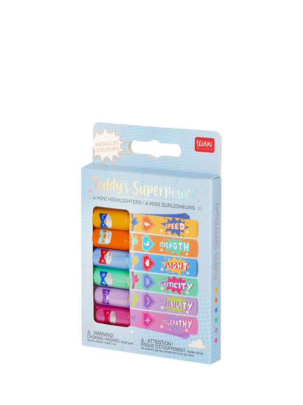 Legami Teddy's Superpower Mini Highlighters, Pack of 6 - view 2, Multi Multi