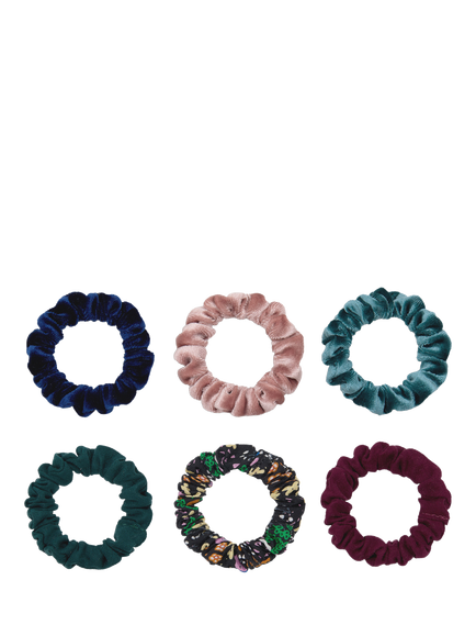 Mimi & Lula Kids' Assorted Skinny Scrunchies, Pack of 6, Dark Multi, Dark Multi