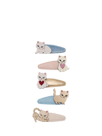 Mimi & Lula Kids' Cute Kitten Hair Clips, Pack of 5, Pastels, Pastels