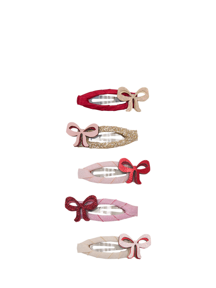 Mimi & Lula Kids' Cutesy Bow Mini Hair Clips, Pack of 5, Red, Red