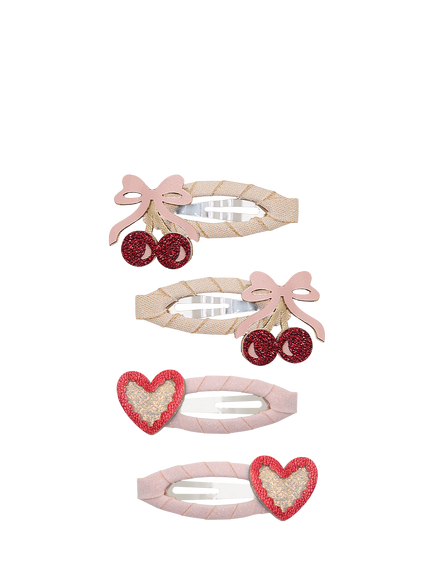 Mimi & Lula Kids' Fancy Cherries Hair Clips, Pack of 4, Pink, Pink