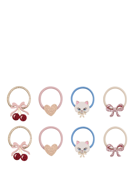 Mimi & Lula Kids' Kitty Bow Hair Ties, Pack of 8, Pastels, Pastels
