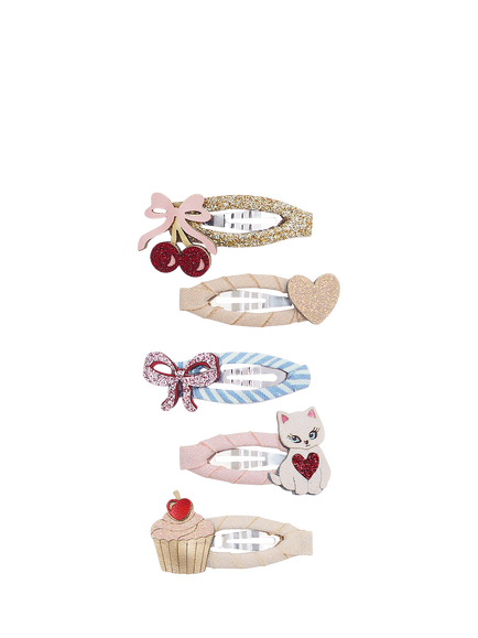 Mimi & Lula Kids' Kitty Bow Mini Hair Clips, Pack of 5, Pastels, Pastels