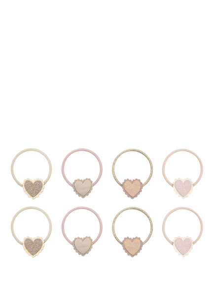 Mimi & Lula Kids' Scallop Heart Hair Ties, Pack of 8, Pink, Pink
