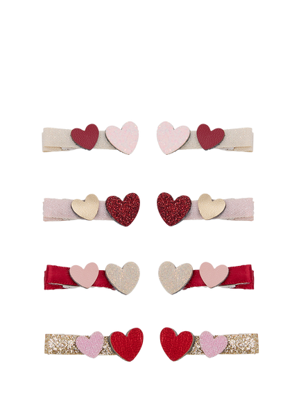 Mimi & Lula Kids' Teeny Weeny Heart Hair Clips, Pack of 8, Red, Red