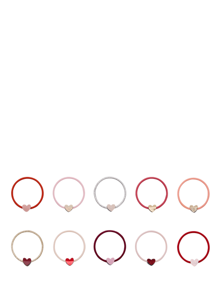 Mimi & Lula Kids' Teeny Weeny Heart Hair Ties, Pack of 10, Red, Red