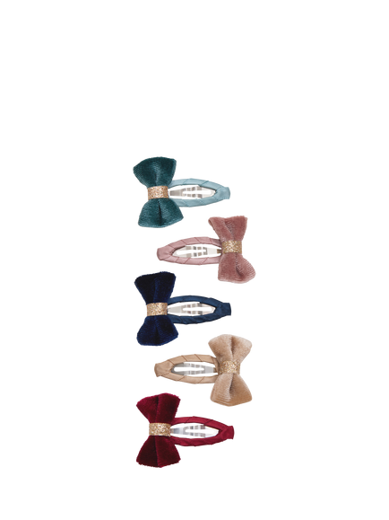 Mimi & Lula Kids' Velvet Bow Hair Clips, Pack of 5, Multi, Multi
