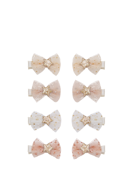 Mimi & Lula Kids' Tutu Bow Salon Hair Clips, Pack of 8, Neutral, Neutral