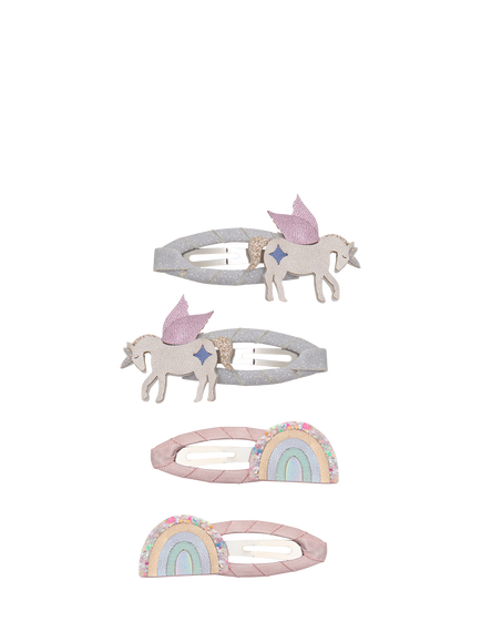 Mimi & Lula Kids' Unicorn & Rainbow Hair Clips, Pack of 4, Pink Multi, Pink Multi