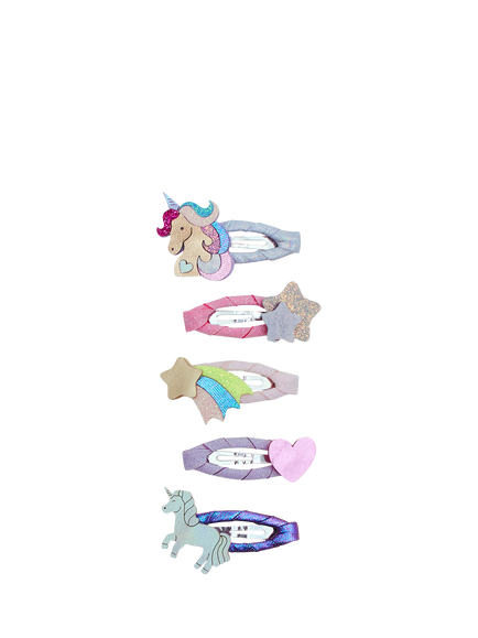 Mimi & Lula Kids' Unicornland Mini Hair Clips, Pack of 5, Bright Multi, Bright Multi