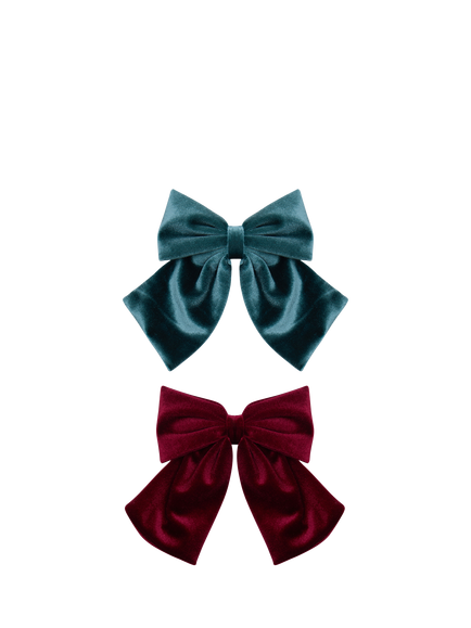 Mimi & Lula Kids' Agnes Velvet Hair Bows, Pack of 2, Teal Multi, Teal Multi