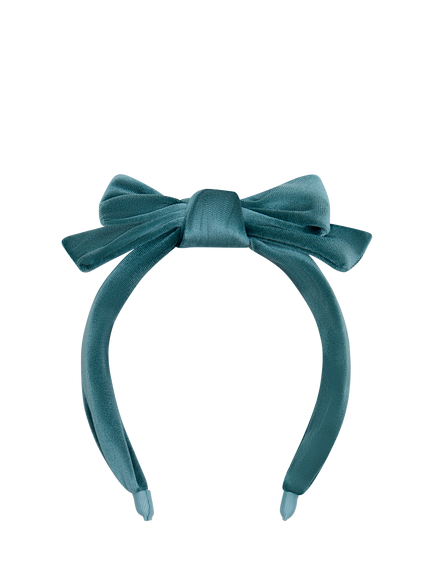 Mimi & Lula Kids' Velvet Edie Bow Headband, Teal, Teal