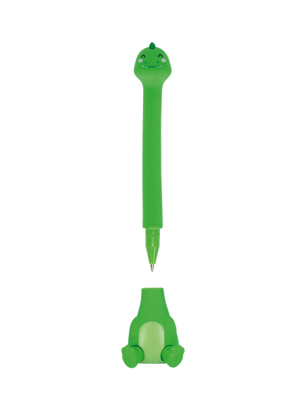Legami Dino Ballpoint Pen with Base, Green/Multi - view 2, Green/Multi