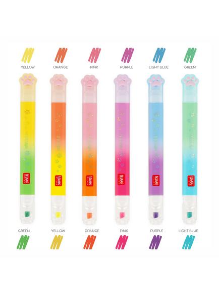 Legami Kitty Dual Tip Highlighter, Set of 6, Multi - view 2, Multi Multi