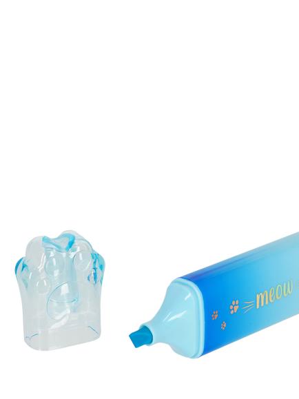 Legami Meow Highlighter Pen, Blue/Multi - view 2, Blue/Multi