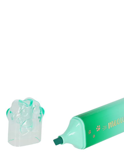 Legami Meow Highlighter Pen, Green/Multi - view 2, Green/Multi