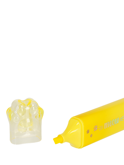 Legami Meow Highlighter Pen, Yellow/Multi - view 2, Yellow/Multi