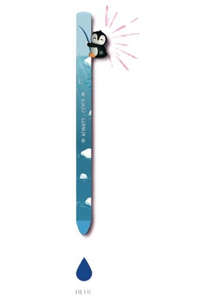 Legami Penguin 'Always Cool' Retractable Ballpoint Pen, Blue Ink, Blue Multi Blue