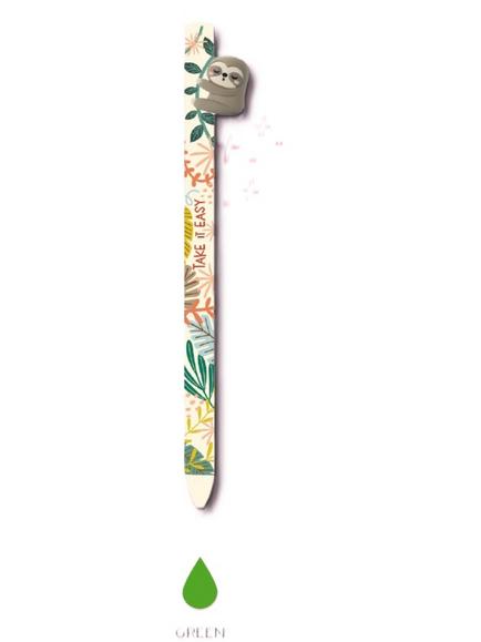 Legami Sloth 'Take It Easy' Retractable Ballpoint Pen, Green Ink, Multi Multi